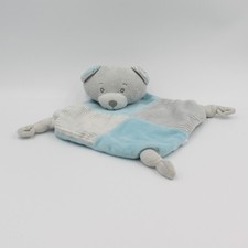 Doudou plat ours bleu gris