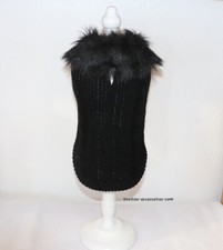 Pull noir Col Fausse Fourrure