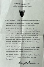 LETTRE SHAEF EISENHOWER 1945