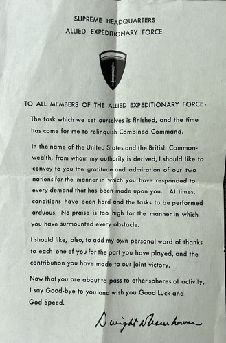 Lettre shaef eisenhower 1945 - lettre,