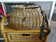 ANCIEN PANIER DE PECHE EN OSIER TRESSE