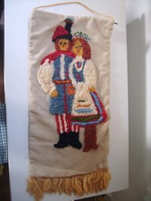 Tenture murale tapisserie couple en costume traditionnel niçois 30 cm X 55 cm