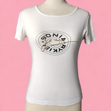Sonia Rykiel T-shirt femme blanc M/38 broderie logo doré très bon État vintage 