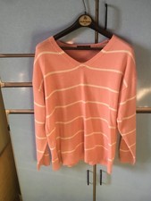 Pull femme rose rayé blanc