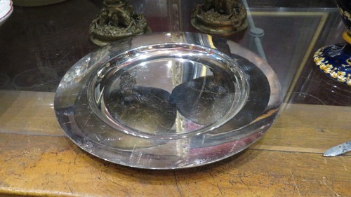 Ancien plat plateau rond en - ,