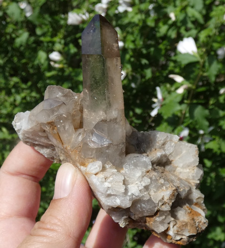 Quartz fumé aiguille verte - fumé,