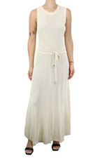 Sandro Juliane Robe Femmes ~ Petit sans Manche Tricoté Transparent Ceinture Maxi