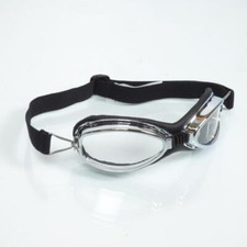 Lunette aviateur chromé et noir look rétro vintage pour casque bol jet moto ou