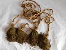 Paire de cordons d'attache rideau français vintage années 1920 avec pompons shabby chic