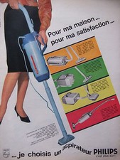 PUBLICITÉ DE PRESSE 1964 ASPIRATEUR BALAI PHILIPS POUR MA MAISON - ADVERTISING