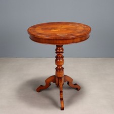 Table Basse Ancienne Noyer Insert en Érable du XXe Siècle Originale