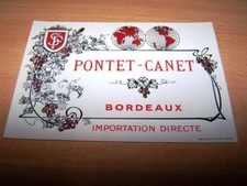 etiquette vin ancienne Chateau Pontet Canet Pauillac bordeaux import douin