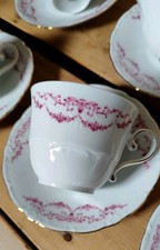 6 Tasses à Café En Porcelaine Bavaria schirnding décor Guirlande Rose