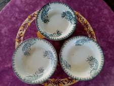 3 Plats Ronds Creux anciens Terre de Fer Sté Amandinoise Modèle Iris Vert 28cm