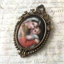 Médaillon en Porcelaine Peinte Vierge À La Chaise Raphael XIXè Victorian 19thC