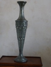 ETAIN D'ART VASE EN ÉTAIN GRIS ARGENTÉ ART NOUVEAU SIGNE ANDRÉ VILLIEN