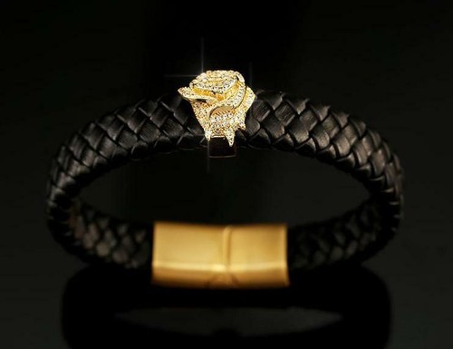 Genuine leather rose bracelet - leather,