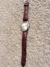 SKC Quartz Watch. Women's. Color: Silver On Silver. Brown Leather Strap. NEW.