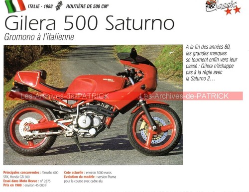 Gilera 500 saturno 1988 fiche - saturno,