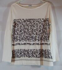 NWT Women's Large Old Navy White Floral Long Sleeve T-Shirt Top