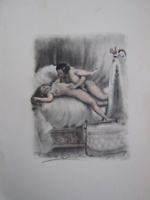 Curiosa / Gravure érotique de Paul-Emile Bécat / Couleurs, signature