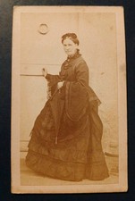 Photo CDV 19e Dame Chic Coiffure Costume Ombrelle France Dentelle Noire