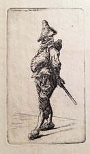 Henri GUERARD - Polichinelle. c.1876. Gravure d'après Ernest MEISSONIER