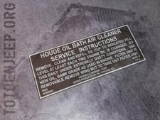 DECALCOMANIE POSE A L EAU  FILTRE A AIR 01/42-07/42 .  jeep GPW WILLYS  us ww2