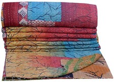 Couverture De Lit Vintage Kantha En Tissu Recyclé Indien