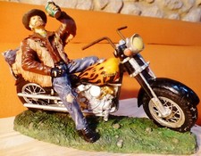 BIKER à LA BIERE Figurine Résine CHOPPER HARLEY DAVIDSON 1980 WEST COAST