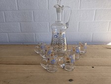 service a liqueur décor emaillé florales 6 verres digestif porto