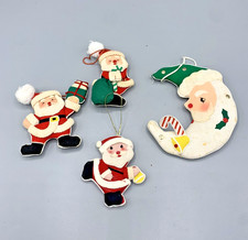Lot 4 décorations Père Noël vintage en tissu – Noël rétro décoration sapin boule