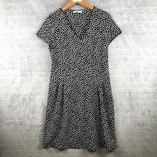 Armand Thiery Robe Ajustée et Evasée Femme S Noir Blanc Pois Mancherons Courtes