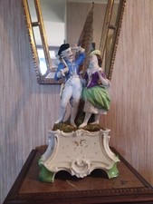 Rare Grand Encrier en Porcelaine Vieux Paris Scène Galante XIXème
