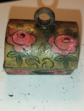 Petit coffre en bois peint à la main russe vintage URSS jouet artisanat