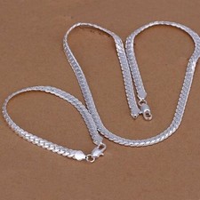 Collier + Bracelet serpent chaîne plaqué argent 925 20 cm + 50 cm  de 5 mm 