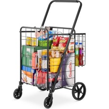 VEVOR Chariot de Courses Pliable Chariot de Supermarché 85 L 50 kg 4 Roulettes