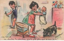 Illustrateur - Germaine Bouret - Vite Bébert, va chercher le plombier, y a le