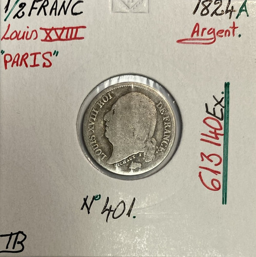 Franc louis xviii - franc, (1824a)