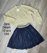 ZARA OKAIDI 12 ANS FILLE : PULL JAUNE NEUF ET JUPE TULLE  Tbe