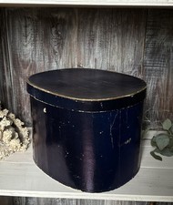 Grande Boîte Ronde Ancienne A Chapeau Bleu