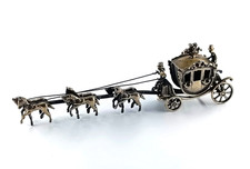 Carrosse Miniature Argent Massif 6 Chevaux Sculpture Sterling Silver Coach horse