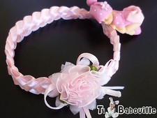 Bandeau turban bandeau bébé petite fille reborn ruban et fleur satin NEUF