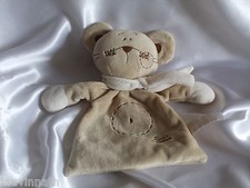 Doudou souris beige, grelot, écharpe, Tiamo
