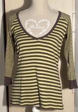 top CAROLL T38 MANCHES 3/4 RAYURES VERT ANIS KAKI GRAND V