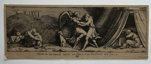Lutte jacob ange gravure - jacob,