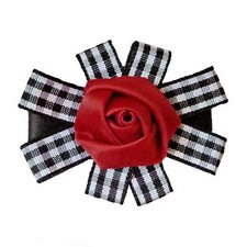 Broche à carreau noir et blanc rétro pin up lolita gothique satin couleur  choix