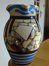 FOUILLEN QUIMPER  ANCIEN PICHET A CIDRE EN FAIENCE DECOR BRETONNE  ht 19,5 cm