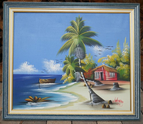 Grand tableau haïtien - grand, signé