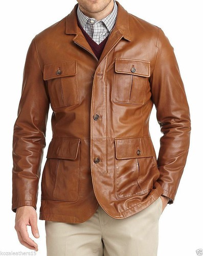 Blazer cuir marron pour - en,